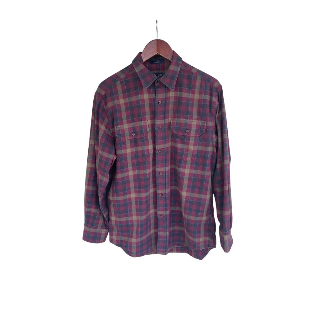 Pendleton Bridger Shirt Flannel M Plaid Cotton Wool Long Sleeve Button Front